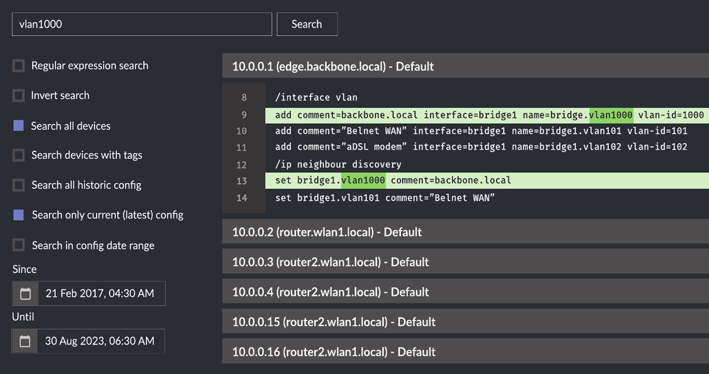 Unimus Config Search